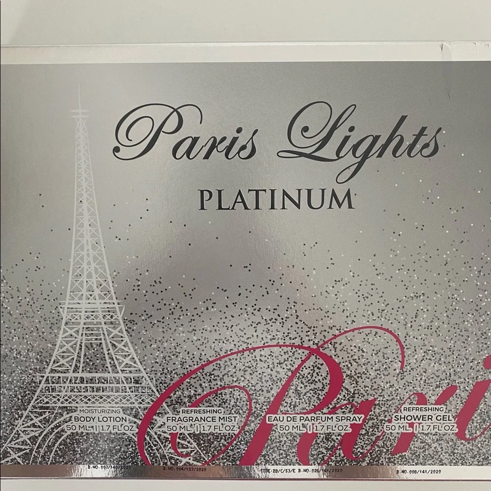 Paris Lights Bath and Body Fragrance Set Womens Cosmetics Gifts Pink Silver